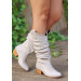 Beige Skin Heeled Boots