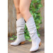 Beige Skin Heeled Boots