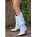 White Leather High Heel Boots