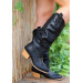 Cayla Black Leather Heeled Boots