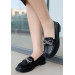 Black Patent Leather Ballerina Shoes