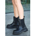 Black Leather Heeled Boots