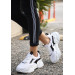 White Skin Black Detailed Lace Up Sneakers