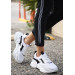 White Skin Black Detailed Lace Up Sneakers