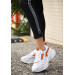 White Skin Orange Detailed Lace-Up Sneakers