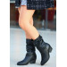 Black Leather Heeled Boots