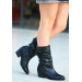 Black Leather Heeled Boots