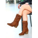 Tan Suede Heeled Boots