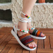 White Kilim Patterned Ankle Strap Sandals