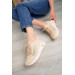 Beige Knit Lace Up Sneakers