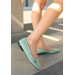 Elha Green Patent Leather Ballerina Shoes