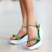 Green Beaded Wedge Heel Sandals