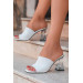 White Knitted Heeled Slippers