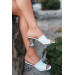 White Knitted Heeled Slippers