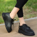 Black Leather Lace-Up Sneakers