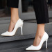 White Leather Stiletto Shoes