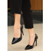 Black Leather Stiletto Shoes