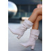 Beige Skin Heeled Boots