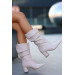 Beige Skin Heeled Boots