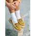 Mustard Suede Ballerina Shoes