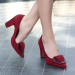 Burgundy Suede High Heel Shoes