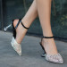 Black Skin Transparent Heel Shoes