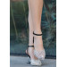 Black Skin Transparent Heel Shoes