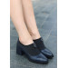 Navy Blue Skin High Heel Shoes