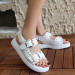 White Skin Double Buckle Sandals