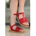 Red Leather Sandals