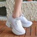 White Knit Lace-Up Sneakers