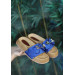 Saxe Blue Satin Teddy Bear Slippers