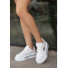 White Skin Lace-Up Sports Shoes