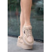 Nude Skin Lace-Up Sports Shoes