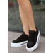 Black Skin White Based Suede Detailed Sneakers