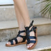 Kamila Black Leather Sandals