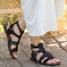 Kamila Black Leather Black Sole Sandals