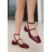 Burgundy Patent Leather High Heel Shoes