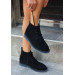 Black Suede Gray Sole Lace-Up Boots