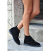 Black Suede Gray Sole Lace-Up Boots