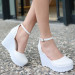 White Patent Leather Wedge Heel Shoes