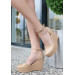 Nude Patent Leather Wedge Heel Shoes