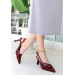 Burgundy Patent Leather High Heel Shoes