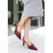 Burgundy Patent Leather High Heel Shoes