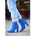 Saxe Blue Suede Heeled Boots