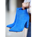 Saxe Blue Suede Heeled Boots