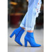 Saxe Blue Suede Heeled Boots