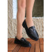 Black Leather Ballerina Shoes