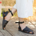 Black Leather Black Soled Sandals