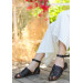 Black Leather Black Soled Sandals